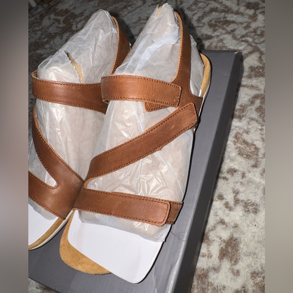 Abeo Brown Leather Strappy Sandals - Picture 2 of 10